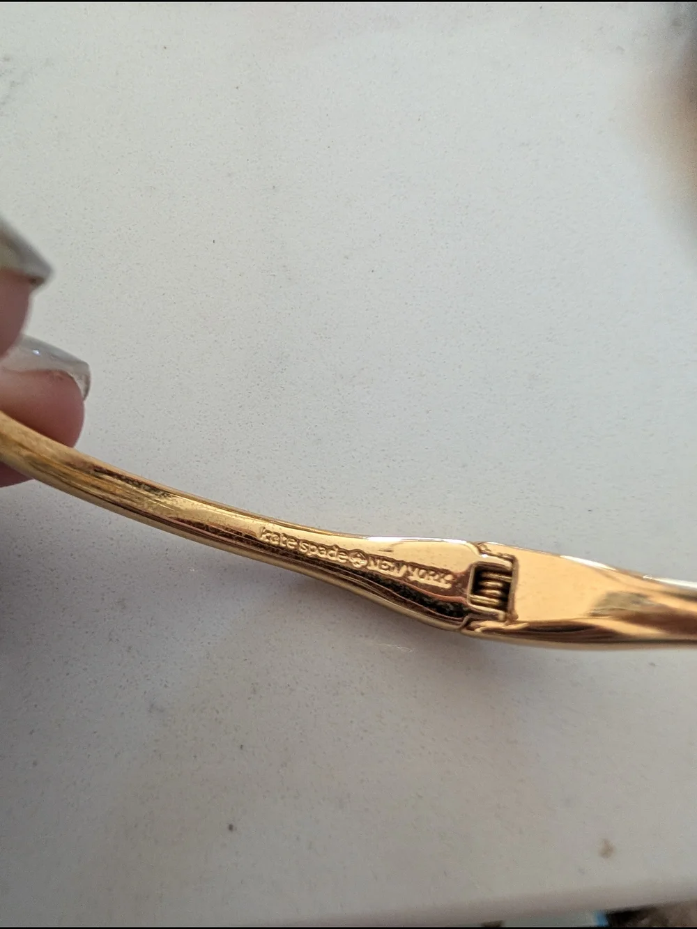 kate spade gold-tone open cuff with crystal endcaps - Picture 5 of 6